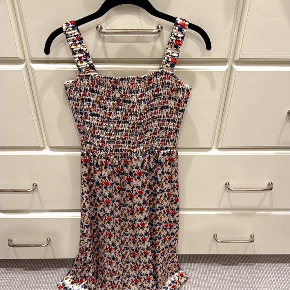 Silk Floral Smocked Dress with Straps